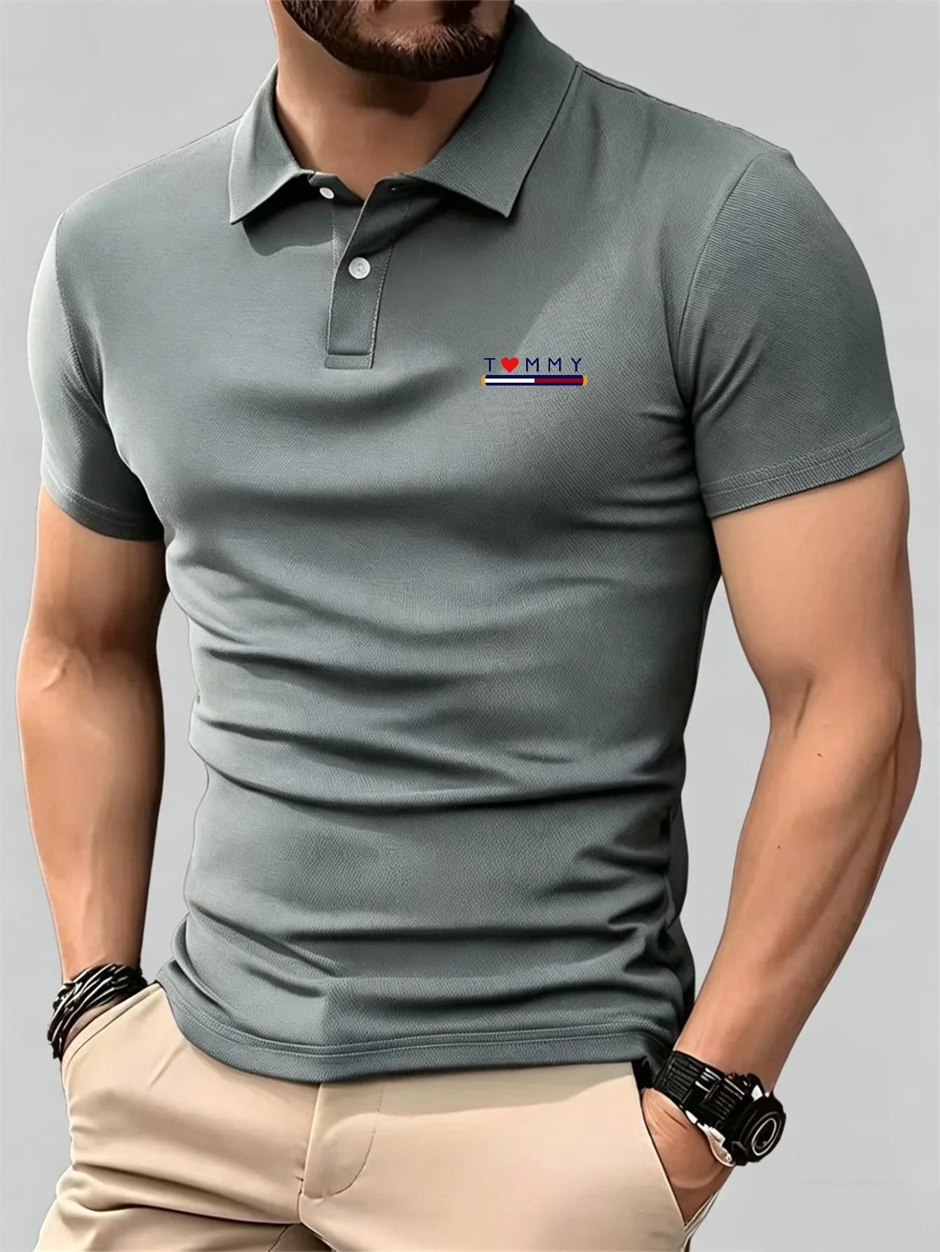 Men'S Formal Wear Accessories - New Breathable Short Sleeve Button-Down Polo