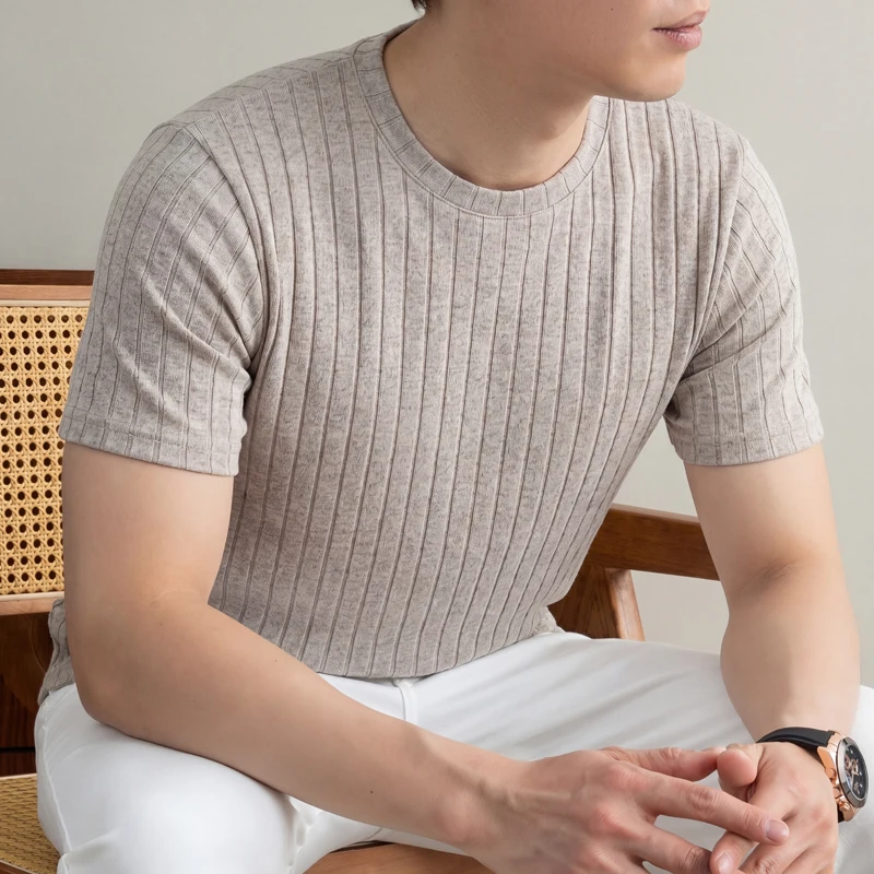 Men'S Formal Wear Accessories - Business Casual Ribbed T Shirt For