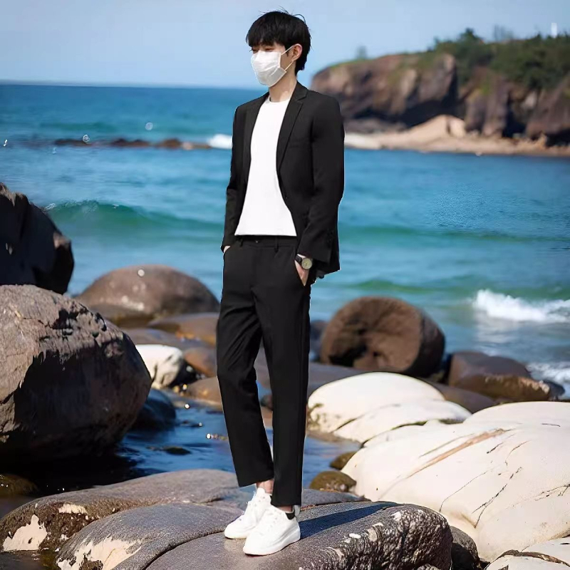 Korean Men Formal Wear - Men's Lightweight Summer Suit Set Slim