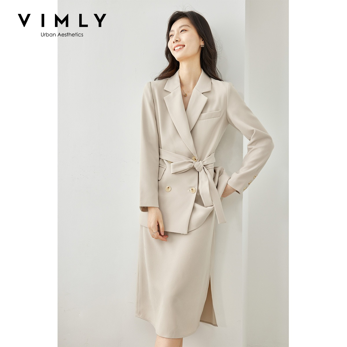 Double Breasted Blazer - VIMLY Women's Two Piece Set 2026