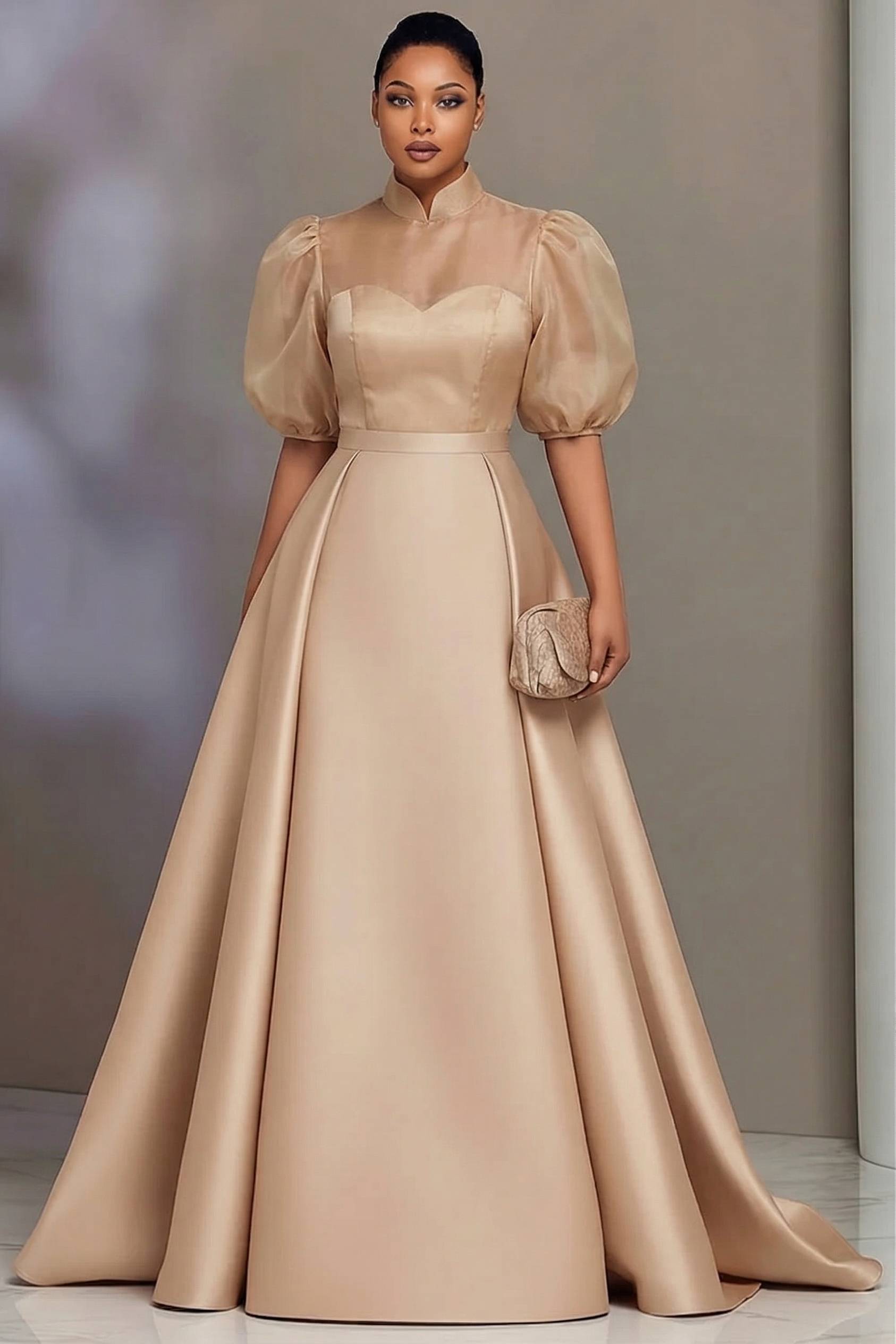 Men'S Formal Wear For Wedding Guest - Plus Size Elegant Satin Prom Dresses