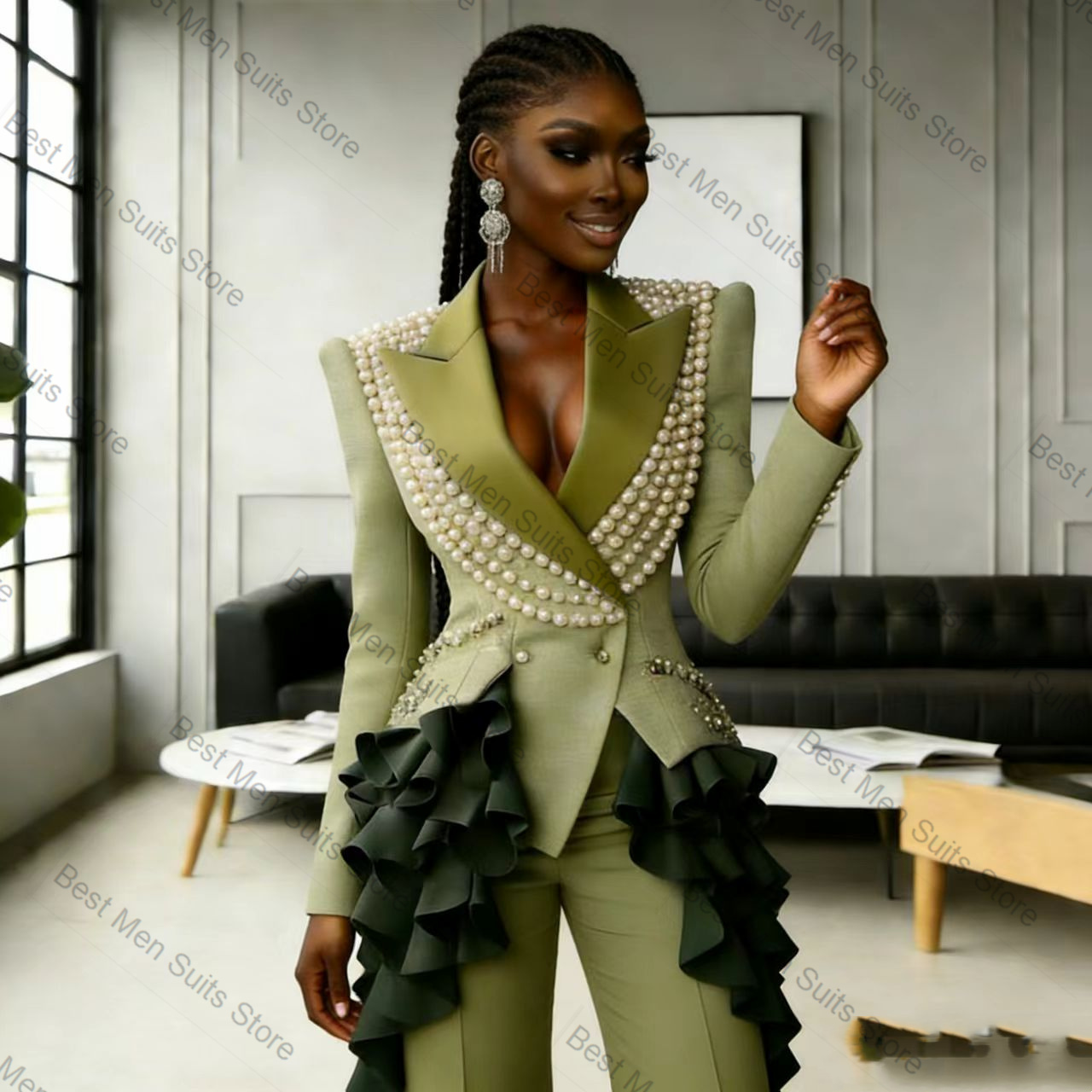 Pearls Green Women Suit Set 2  - Men'S Formal Wear For Wedding Guest recension och pris