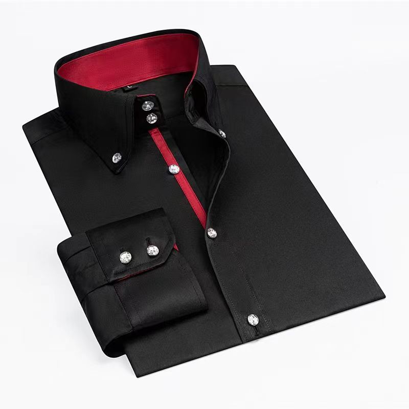 Men Designer Dress Shirt Butto - Korean Men Formal Wear recension och pris