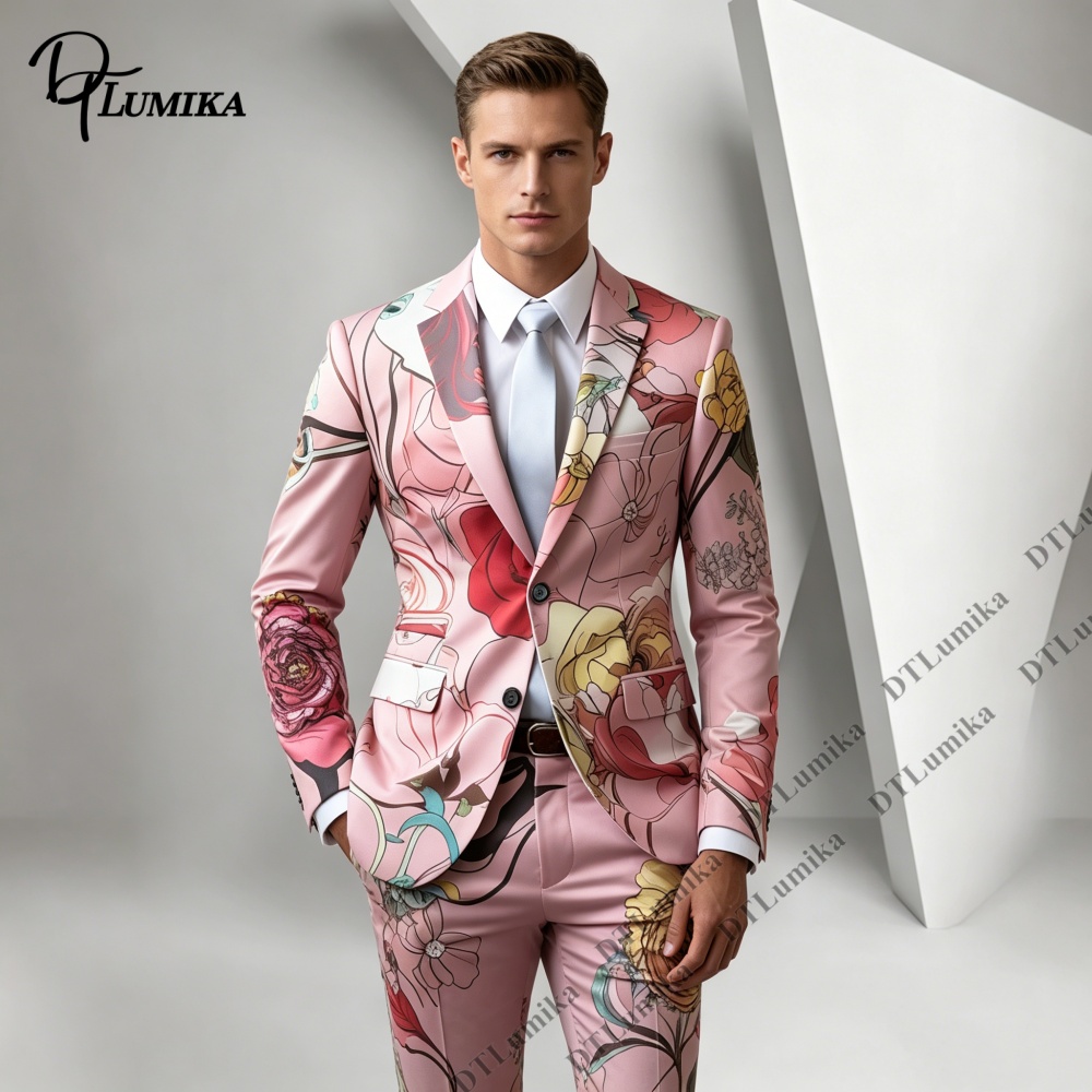 DTLumika Pink Base Floral Prin - Men Formal Wear Photoshoot recension och pris