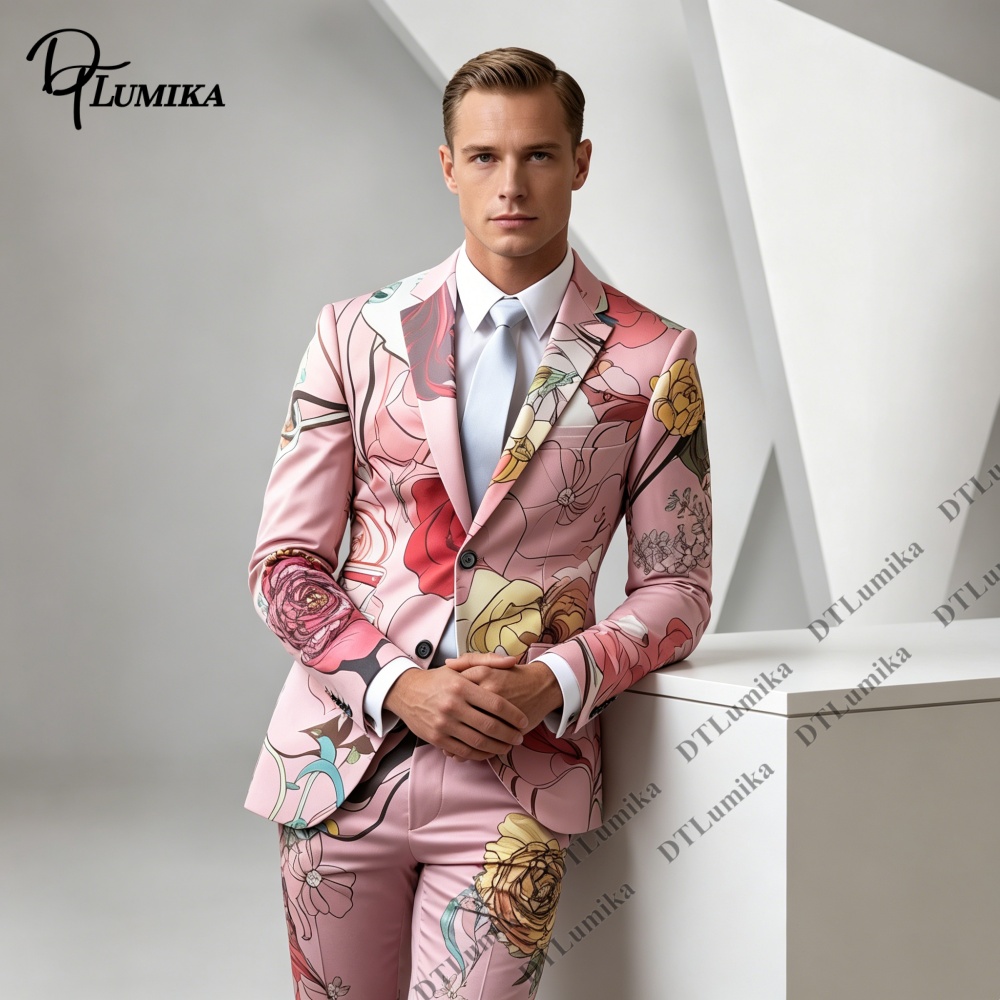 DTLumika Pink Base Floral Prin - Men Formal Wear Photoshoot recension och pris