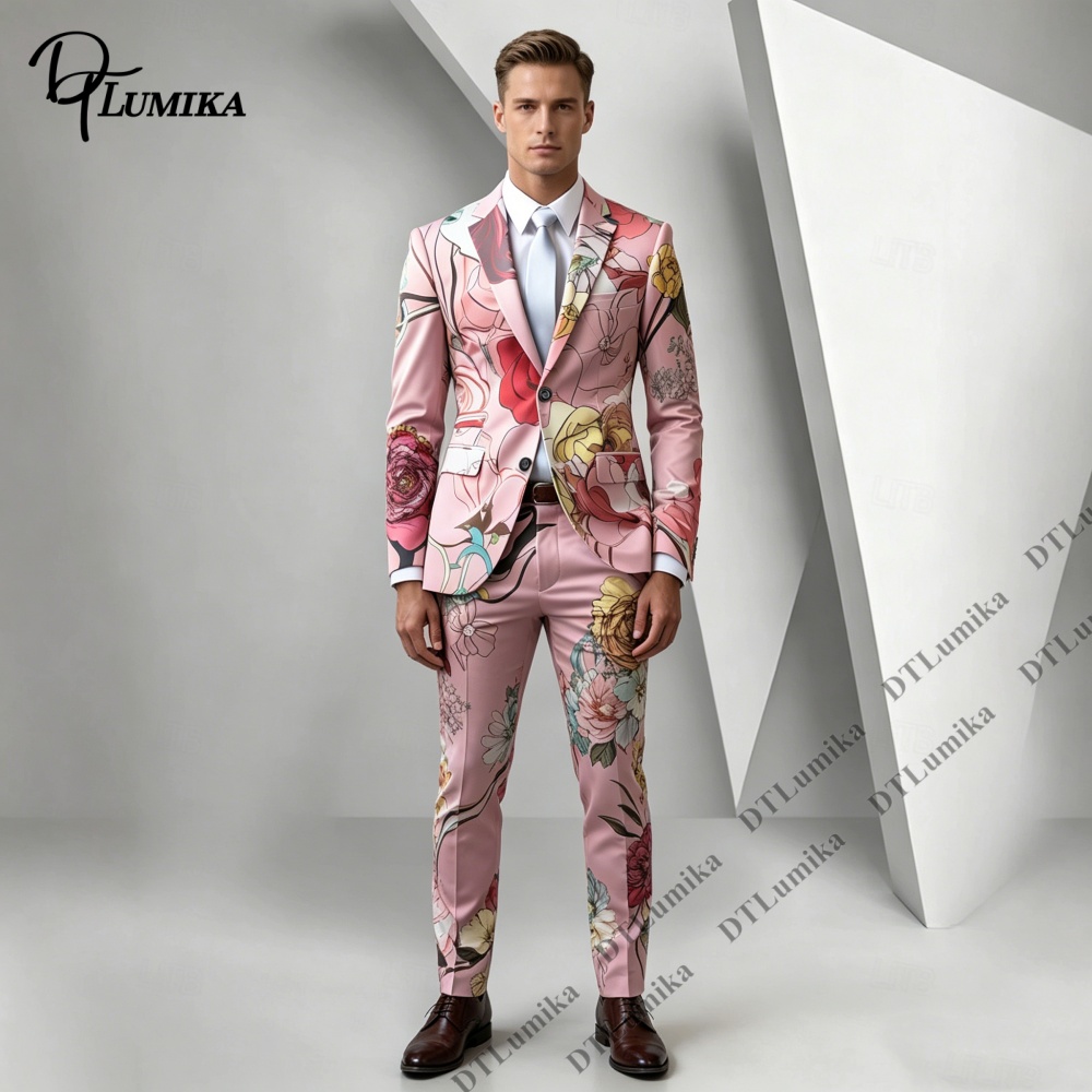 DTLumika Pink Base Floral Prin - Men Formal Wear Photoshoot recension och pris