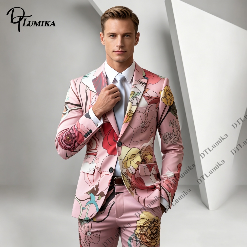 DTLumika Pink Base Floral Prin - Men Formal Wear Photoshoot recension och pris