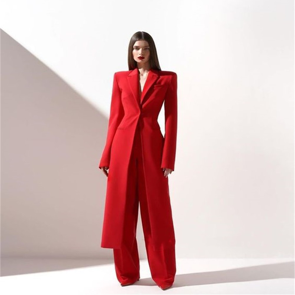 Bright Red Women Long Split Bl - Double Breasted Blazer recension och pris