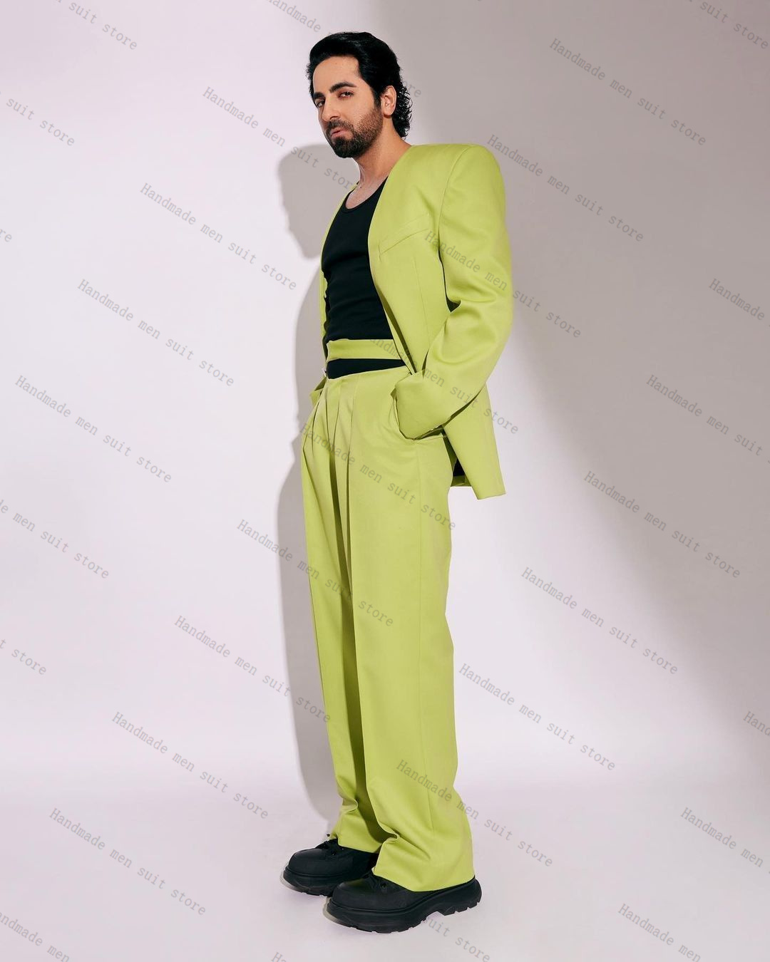 Fashion Green Men Suit Set 2 P - Men'S Formal Wear For Wedding Guest recension och pris