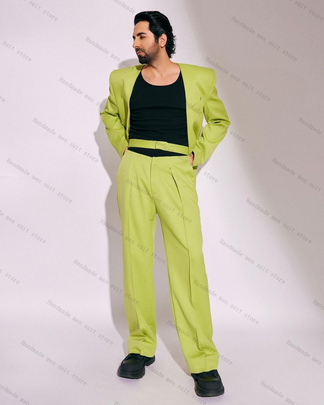 Fashion Green Men Suit Set 2 P - Men'S Formal Wear For Wedding Guest recension och pris