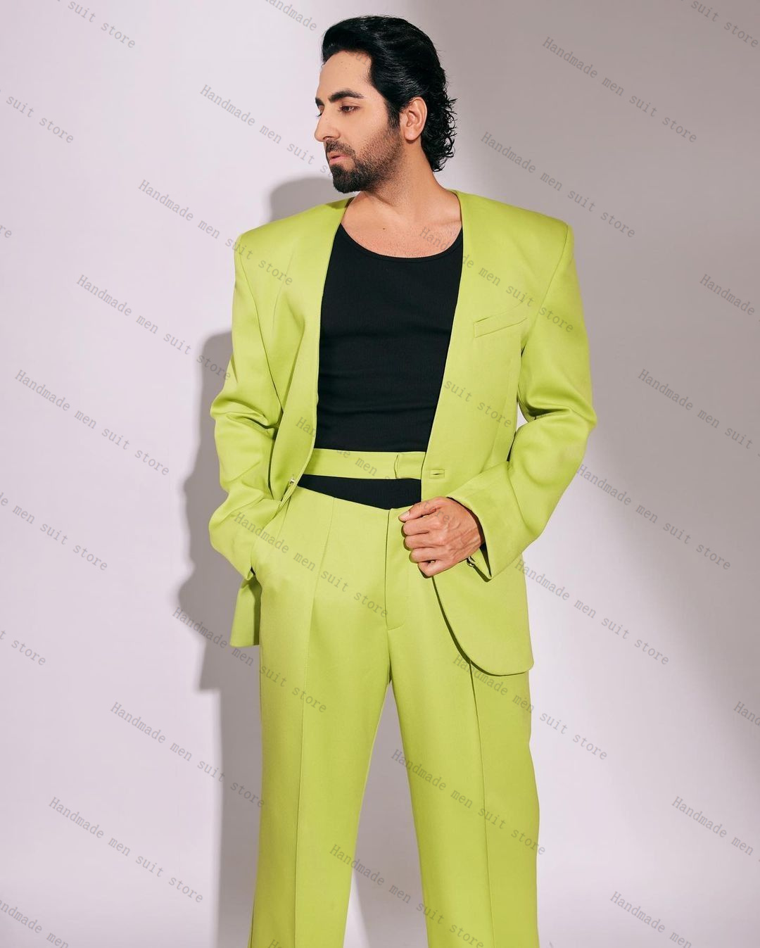 Fashion Green Men Suit Set 2 P - Men'S Formal Wear For Wedding Guest recension och pris