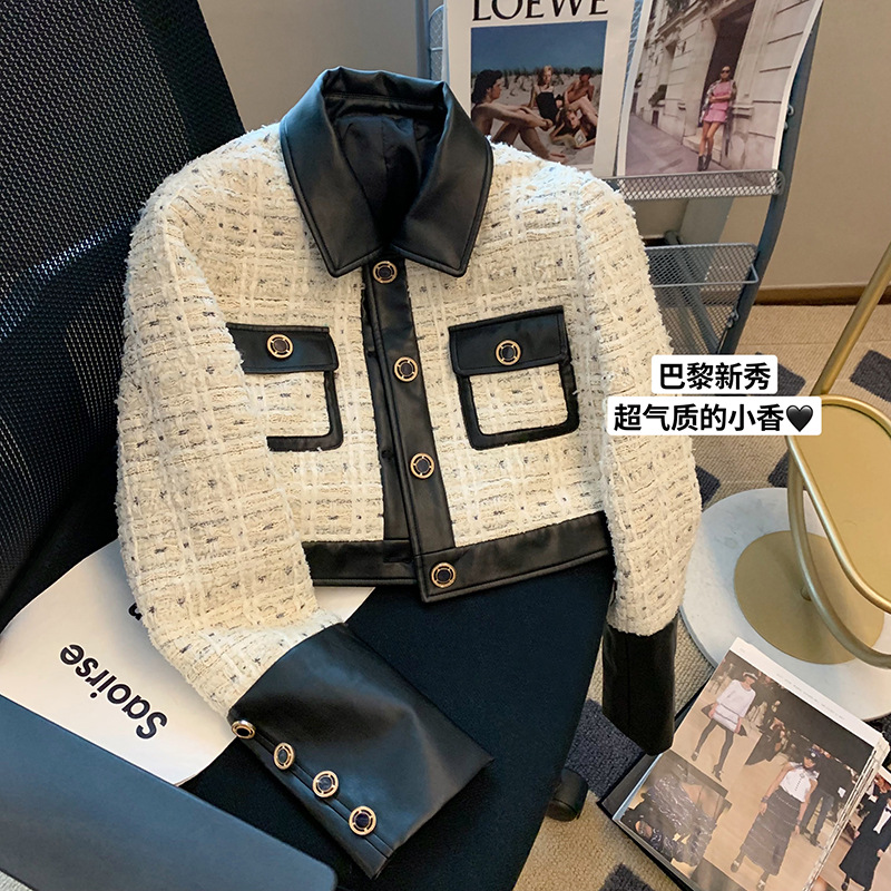 Contrast Stitching Tweed Fragr - Wool Suit Jacket recension och pris