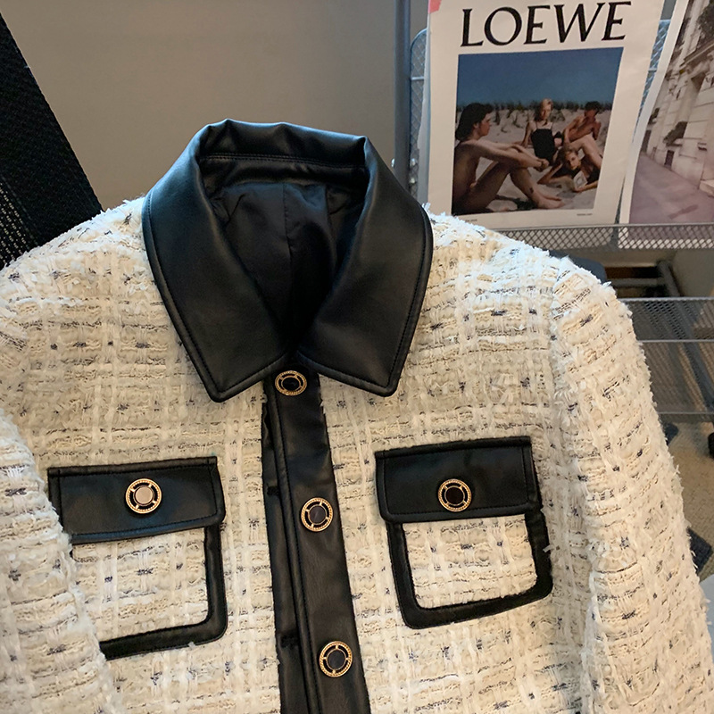 Contrast Stitching Tweed Fragr - Wool Suit Jacket recension och pris