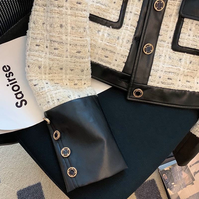 Contrast Stitching Tweed Fragr - Wool Suit Jacket recension och pris
