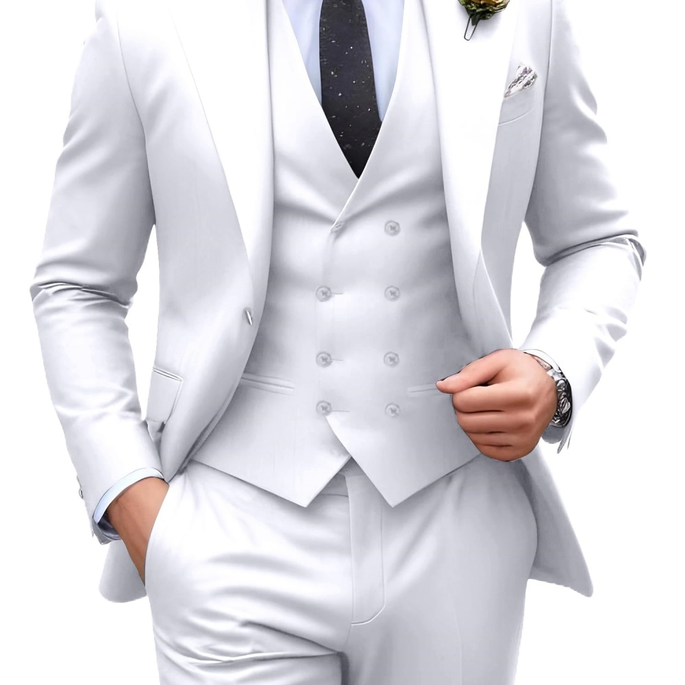 3 Pieces Solid Color Men Suits - Men Formal Wear Pants recension och pris