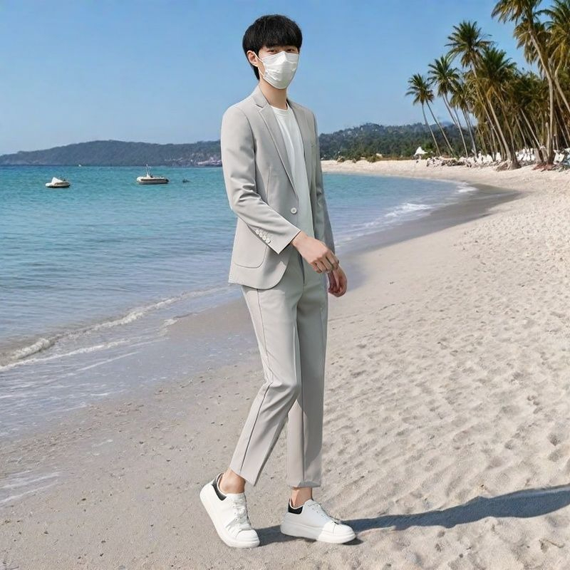Men's Lightweight Summer Suit  - Korean Men Formal Wear recension och pris