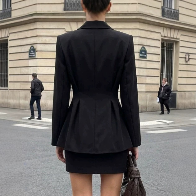 New Style Black French Spring  - Double Breasted Blazer recension och pris