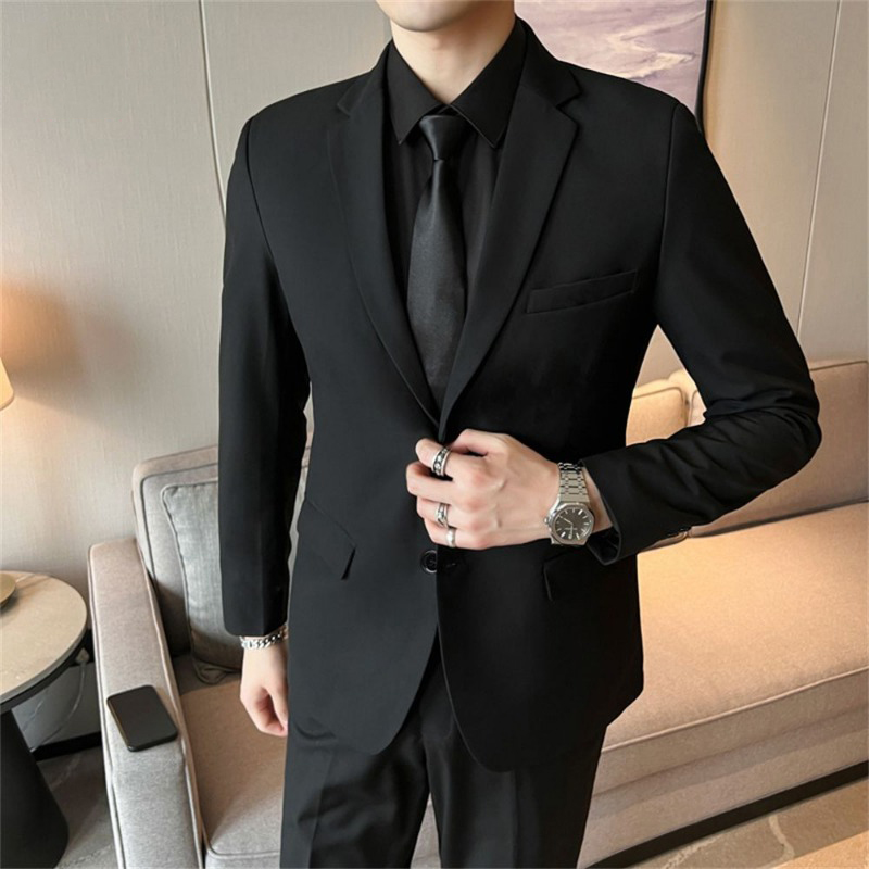 Men‘s 2 Piece Slim Fit Suit Se - Korean Men Formal Wear recension och pris