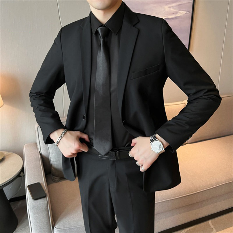 Men‘s 2 Piece Slim Fit Suit Se - Korean Men Formal Wear recension och pris
