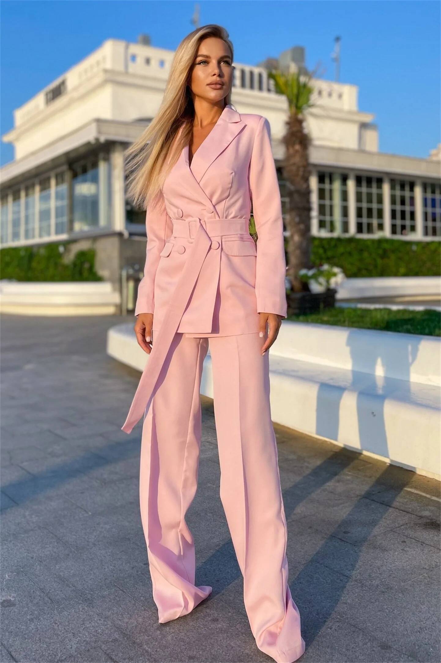 Ladies Pink Suits 2 Pieces Bus - Double Breasted Blazer recension och pris