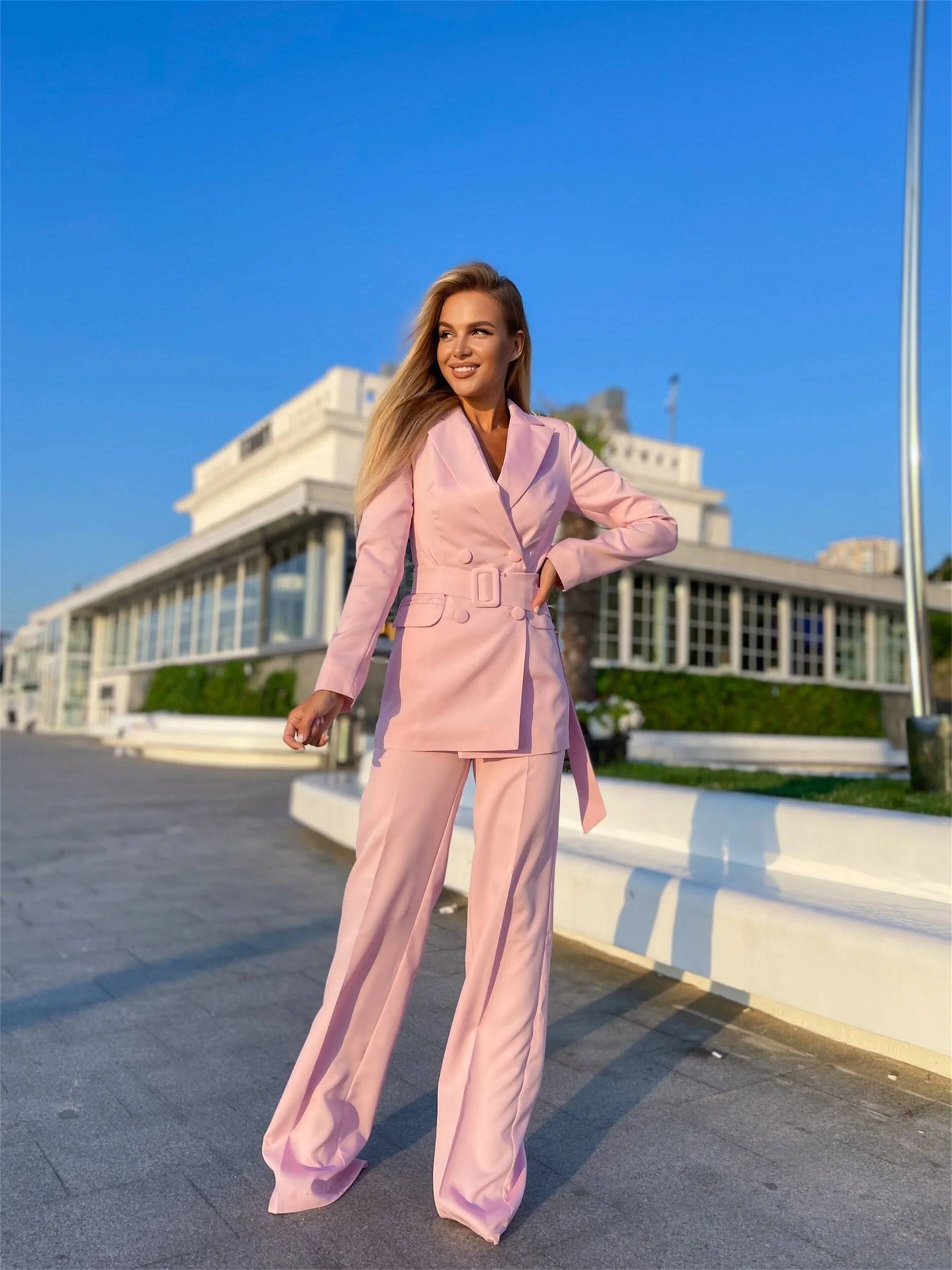 Ladies Pink Suits 2 Pieces Bus - Double Breasted Blazer recension och pris