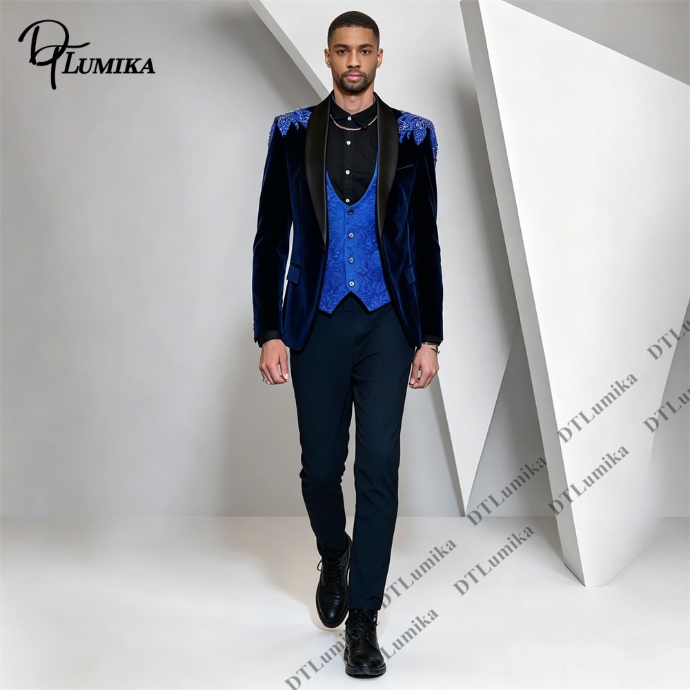 Peagent Men 3 Piece Velvet Sui - Men Formal Wear Pants recension och pris