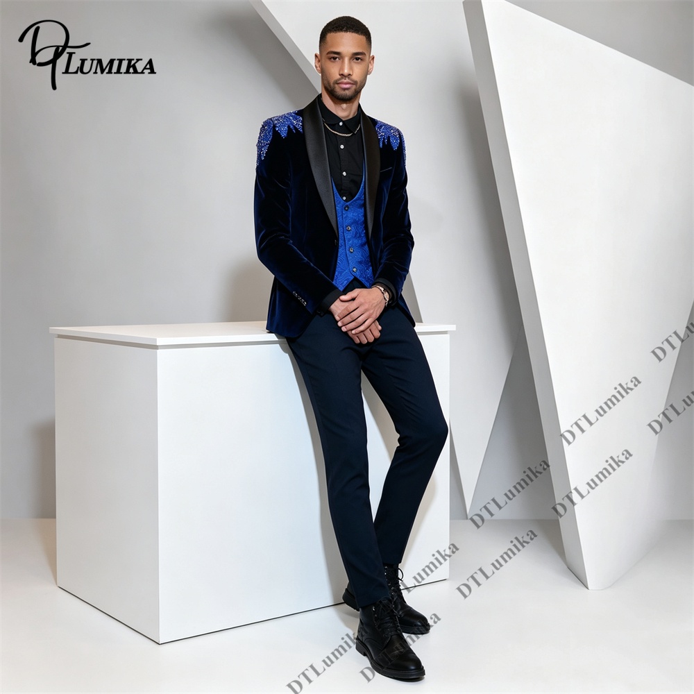 Peagent Men 3 Piece Velvet Sui - Men Formal Wear Pants recension och pris