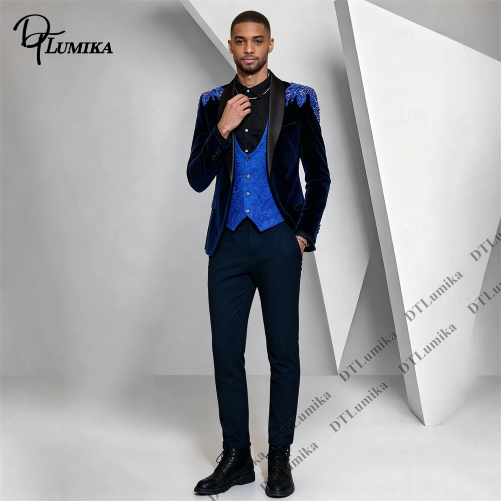Peagent Men 3 Piece Velvet Sui - Men Formal Wear Pants recension och pris