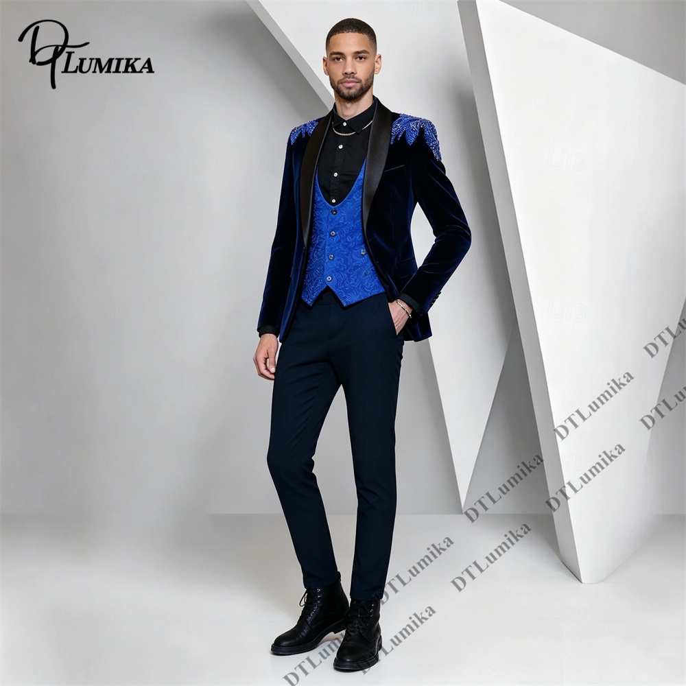 Peagent Men 3 Piece Velvet Sui - Men Formal Wear Pants recension och pris